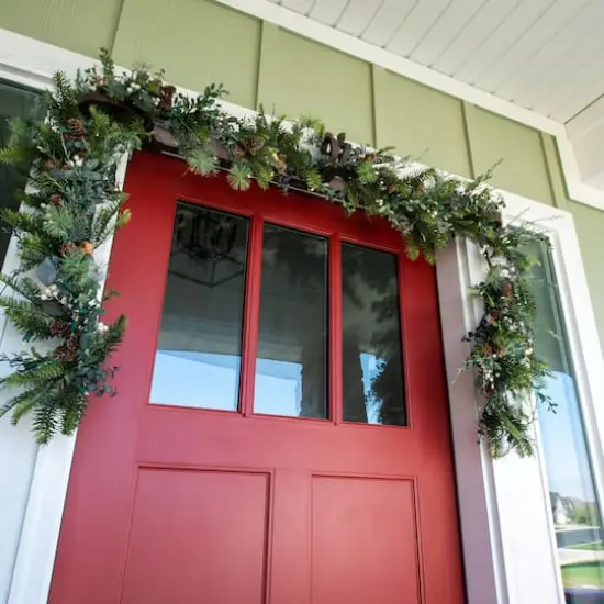 Village Lighting 9ft. Pre-Lit LED Rustic White Berry Christmas Garland {5}