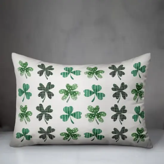 Shamrock Pattern Watercolor Pillow 14" x 20" Throw Pillow {4}