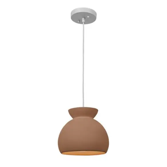 Hello Honey&reg; Sienna Matte Terra Cotta Boho Ceramic Ceiling Light with White Fabric Cord {10}