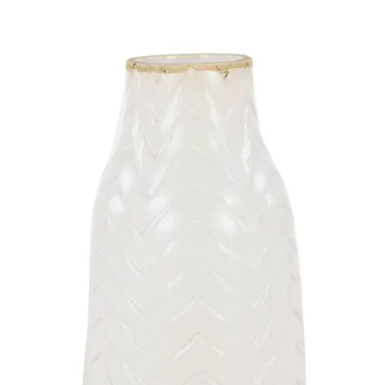 Set of 2 White Porcelain Contemporary Vase, 7" x 12" {3}