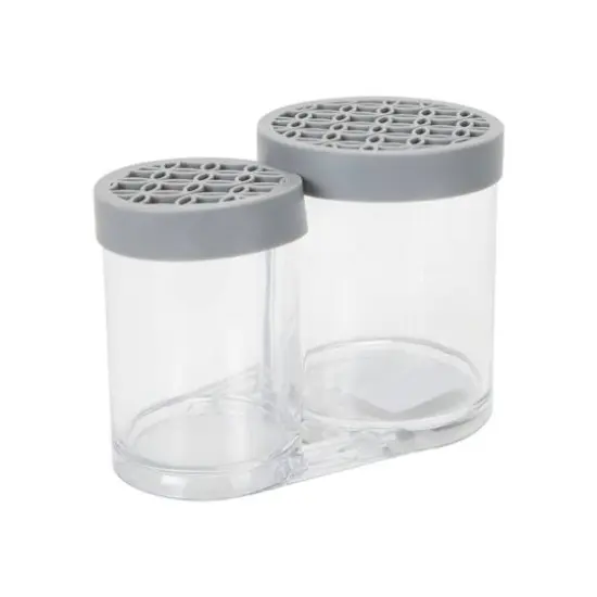 Simplify Gray 2 Compartment Cosmetic Brush Holder {7}