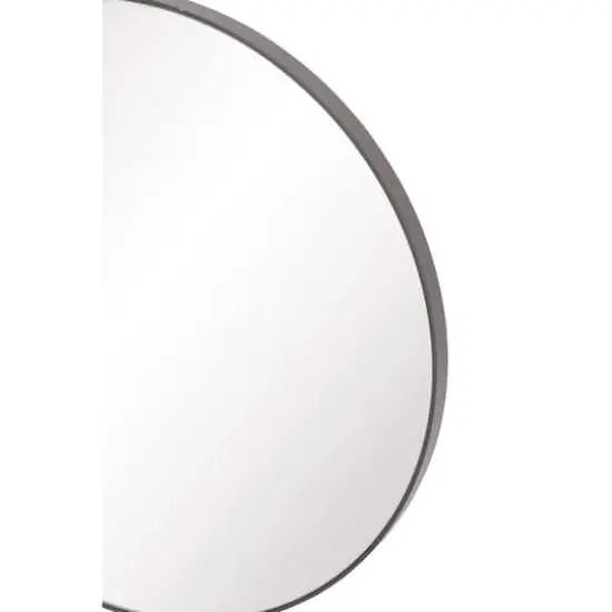 24" Black Wood Contemporary Round Wall Mirror {3}