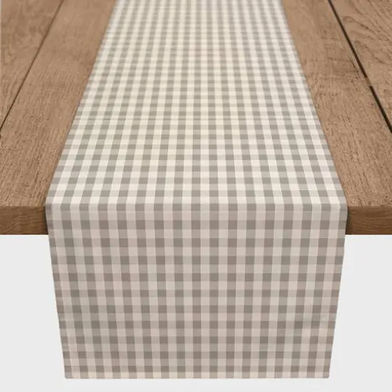 Plaid Cotton Twill Table Runner Gray {1}