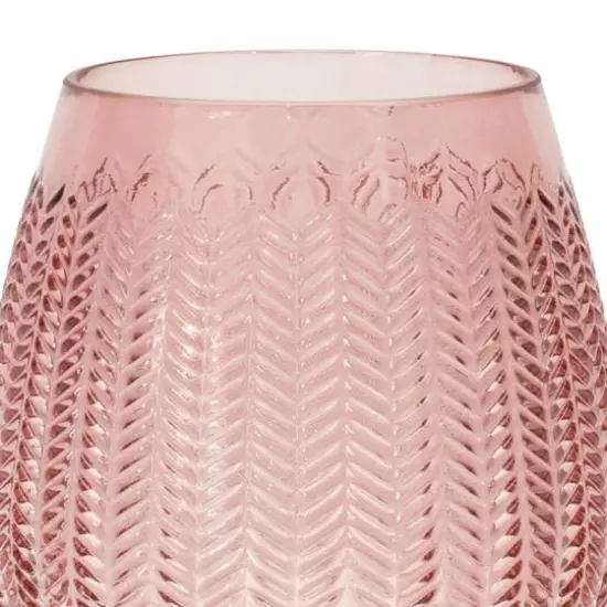 Pink Ribbed Glass Vase or Candle Holder {3}