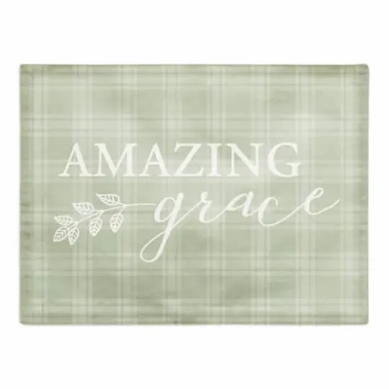 Amazing Grace Green Plaid 3 18" x 14" Poly Twill Placemat {1}