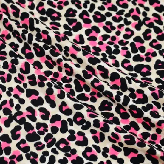 Fabric Merchants Pink Leopard Print Double Brushed Stretch Fabric {4}