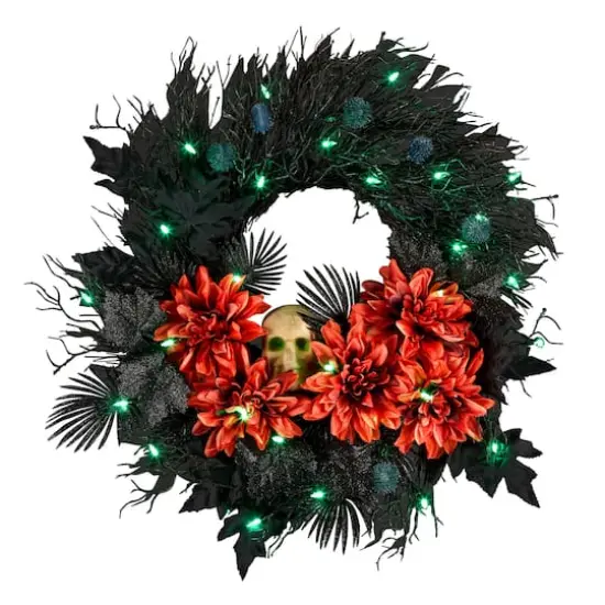 24" Boo-tiful Halloween Skill Pre-Lit LED Wreath {1}