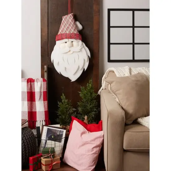 DII&reg; Hanging Foam Santa with Plaid Hat {5}