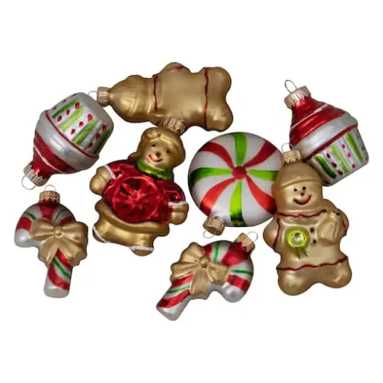 8ct. 3" Gingerbread Men & Sweet Treats Glass Ornaments {1}