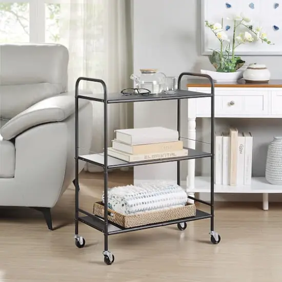 SunnyPoint 3-Tier Storage Cart Black {6}