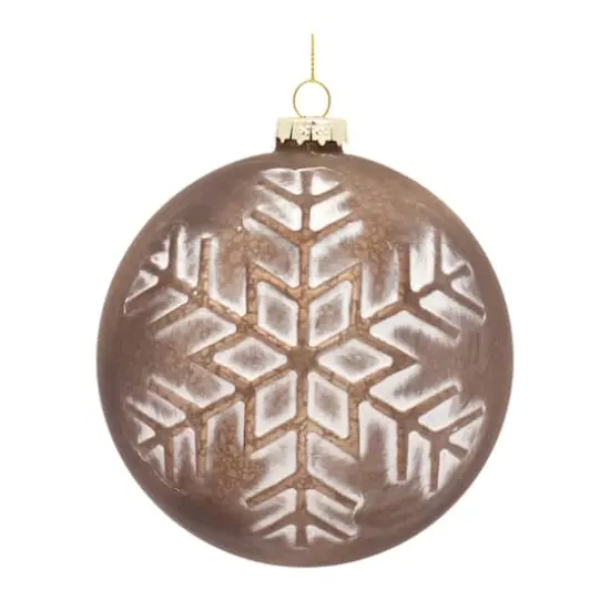 4 Pack Whitewashed Brown Ball Glass Ornaments {4}