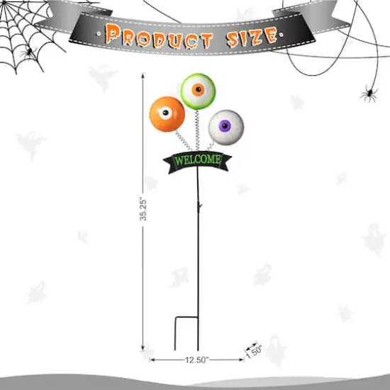 Glitzhome&reg; 35.25" Halloween Metal "WELCOME" Spring Eyeballs Yard Stake {8}