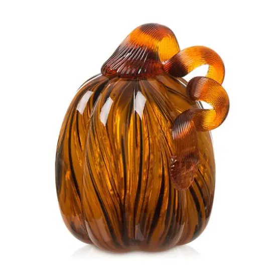 Glitzhome&reg; Medium Glass Pumpkin, Multicolor Stripes {8}