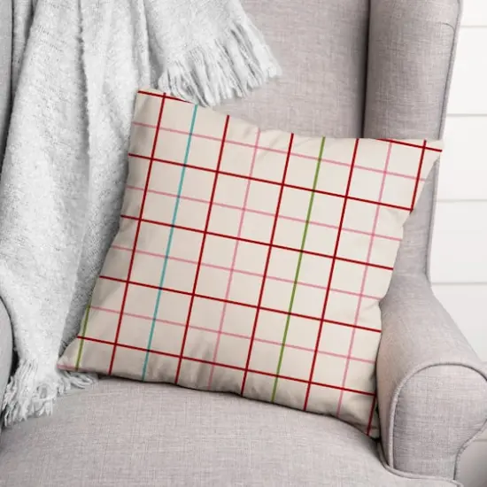 Thin Colorful Grid 18x18 Throw Pillow {3}