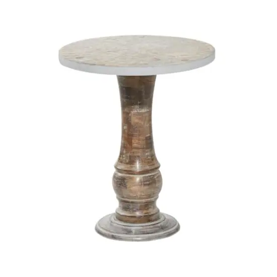 18" Gray Rustic Mango Wood Accent Table {1}