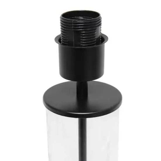 Simple Designs 17" Encased Metal & Clear Glass Table Lamp Black {8}