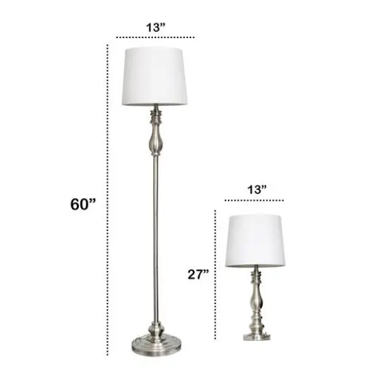 Lalia Home Classic Brushed Steel Table and Floor Lamp Set {4}