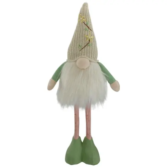 22" Lighted Green & Cream Standing Gnome with Knitted Hat Figure {1}