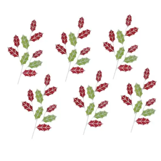 Glittered Fabric Holly Spray, 6ct. {1}