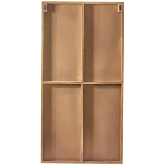 Light Brown Wood Triangle Mirrored Geometric Wall Decor 24" x 2" x 47" {5}