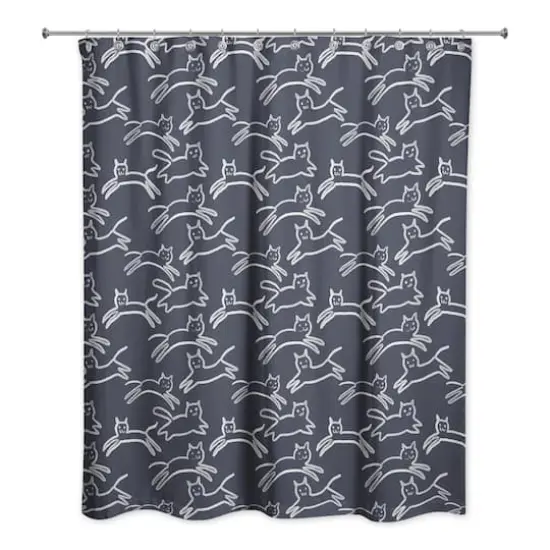 Kitty Shower Curtain Navy {1}