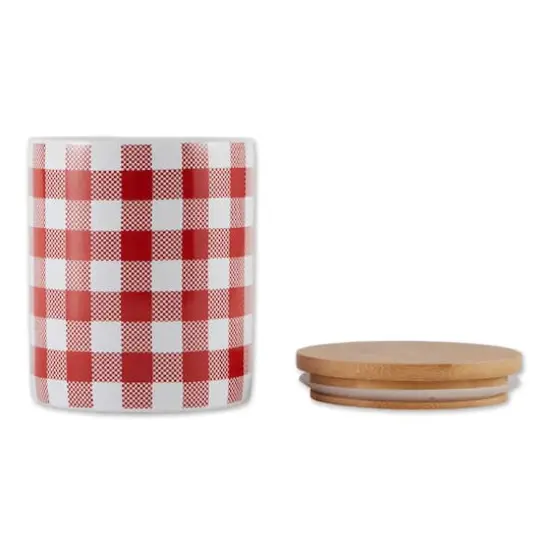DII&reg; Buffalo Check Ceramic Canister Set Red and White {5}