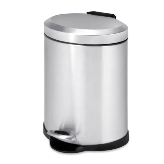 Honey Can Do 5L Oval Stainless Steel Step Trash Can {1}