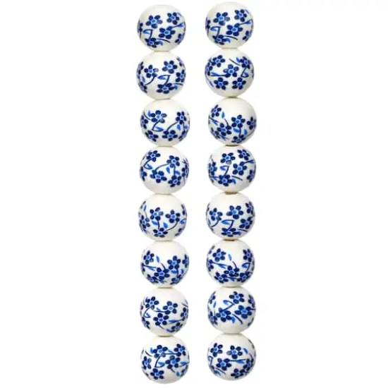 White & Sapphire Ceramic Round Beads, 12mm by Bead Landing&trade; {4}