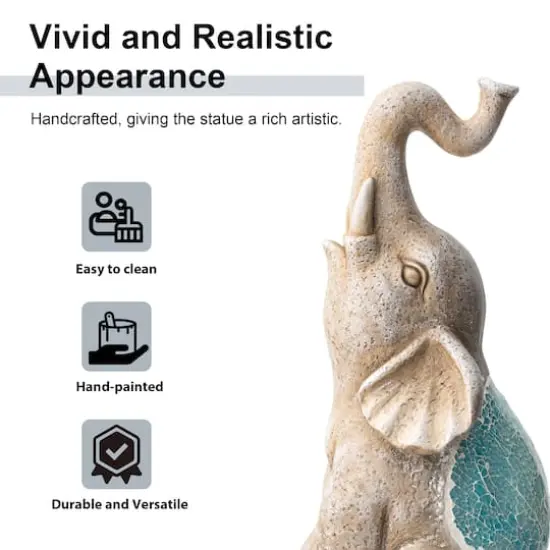 Glitzhome&reg; 18" Faux Granite & Mosaic Sitting Elephant Statue {7}