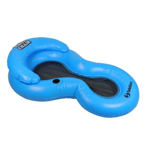61" Inflatable Blue Chill Swimming Pool Floating Lounge Chair {3}