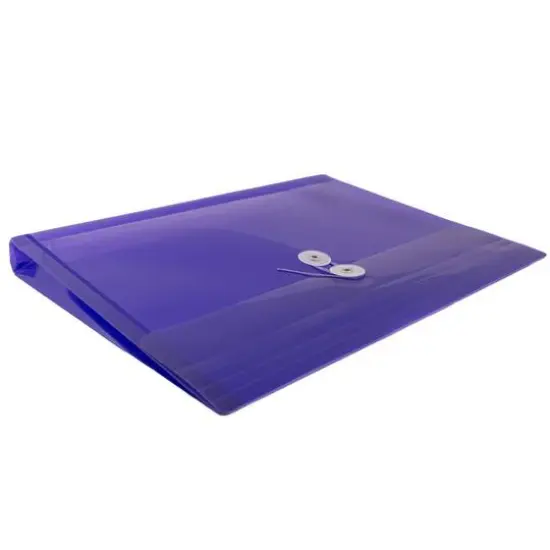 JAM Paper Letter Booklet Plastic Envelopes with Button & String Tie Closure, 12ct. Purple {6}