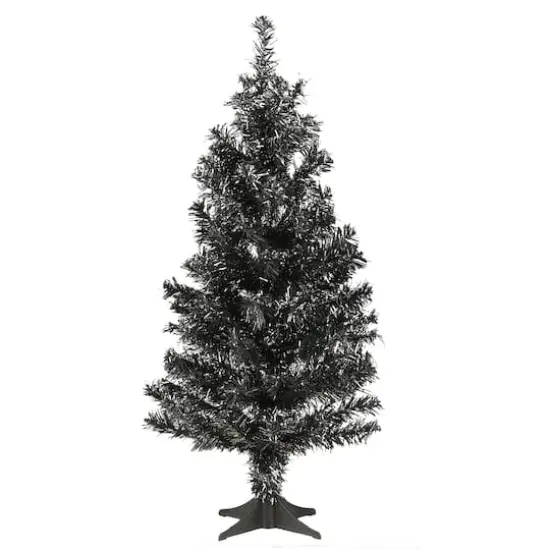 24" Unlit Black Tinsel Artificial Christmas Tree {3}