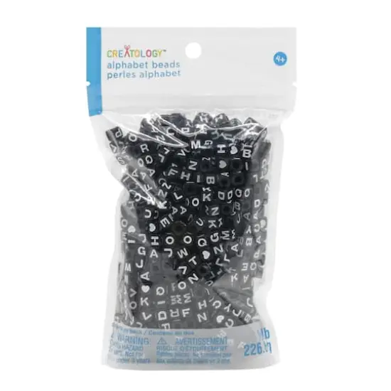 1/2lb. Black Square Alphabet Beads by Creatology&trade;, 6.5mm {4}