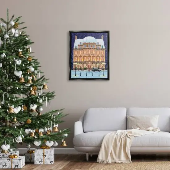 Stupell Industries Winter Hotel Christmas Festival Framed Floater Canvas Wall Art Black {3}
