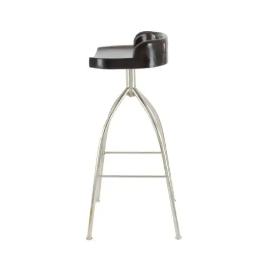 Brown Iron and Wood Contemporary Bar Stool, 33" x 16" x 12" {5}
