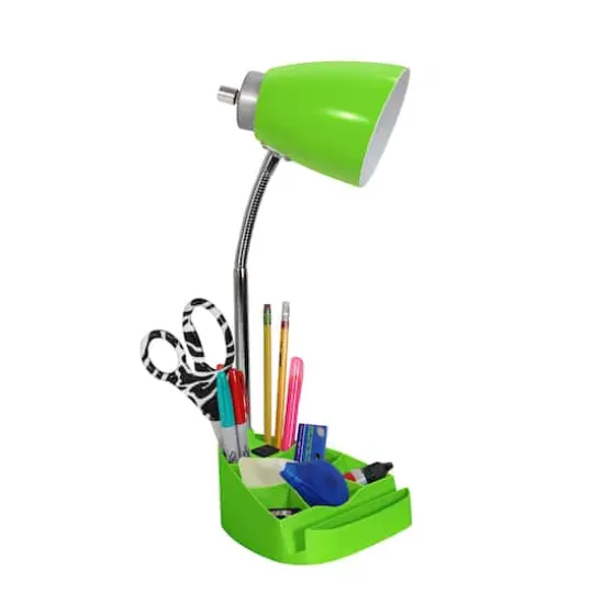 LimeLights 18.5" Gooseneck Desk Lamp with Tablet Stand and Charging Outlet Green {6}