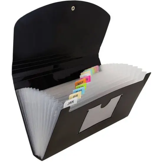 JAM Paper 5" x 10.5" 13-Pocket Expanding File, 2ct. Black {4}