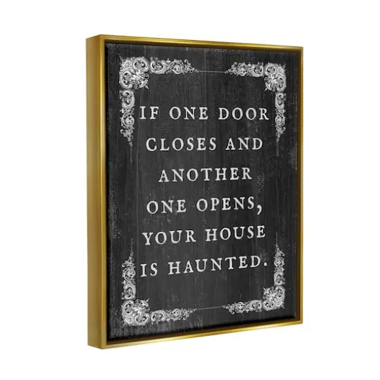 Stupell Industries Funny Haunted House Phrase Framed Floater Canvas Wall Art {4}