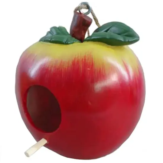 Santa's Workshop 7" Red Apple Bird House {1}
