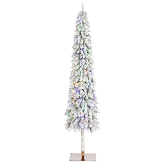 Glitzhome&reg; 7.5ft Pre-Lit Flocked Artificial Christmas Tree, Warm White Lights {1}