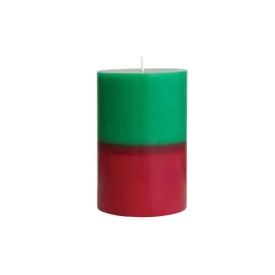 Hello Honey&reg; 6" Green & Red Unscented Pillar Candle {1}