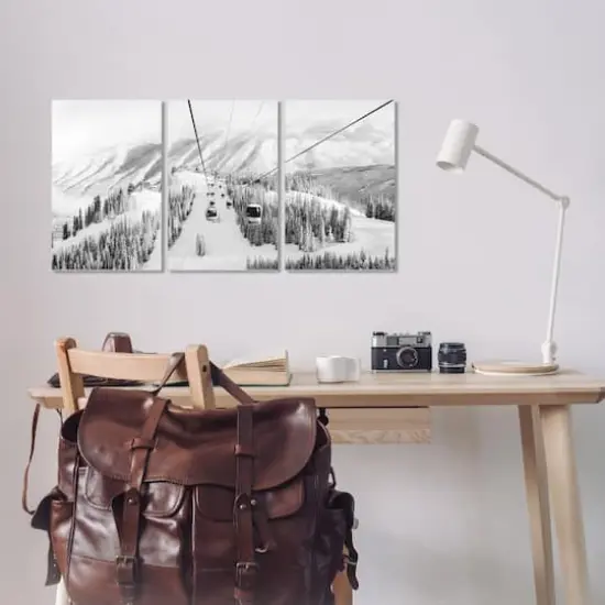 Stupell Industries Snowy Ski Mountain Tops Landscape Gondola Ride Adventure Canvas Wall Art, 11" x 17" {3}