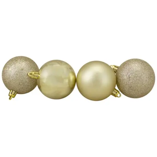 60ct Champagne Gold Shatterproof 4-Finish Ball Ornaments {5}