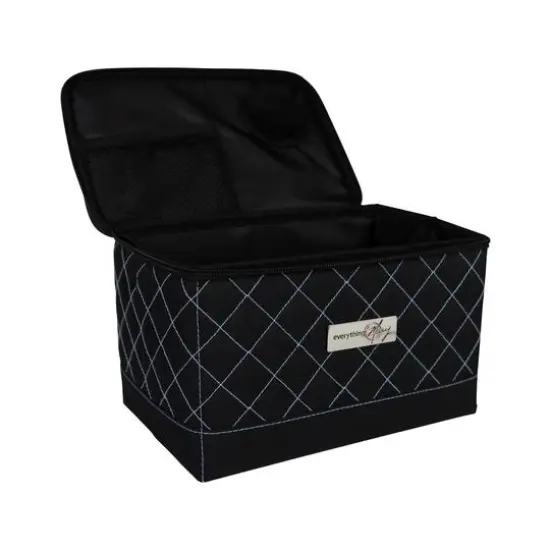 Everything Mary Black & Blue Quilted Collapsible Sewing Kit Organizer Box {8}