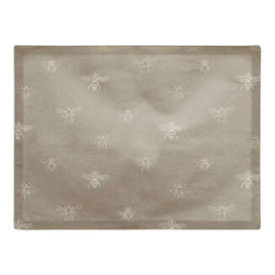 Delicate Bee Pattern Cotton Twill Placemat Brown {1}