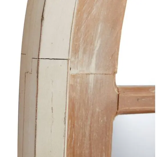 35" Brown Vintage Wood Wall Mirror {6}