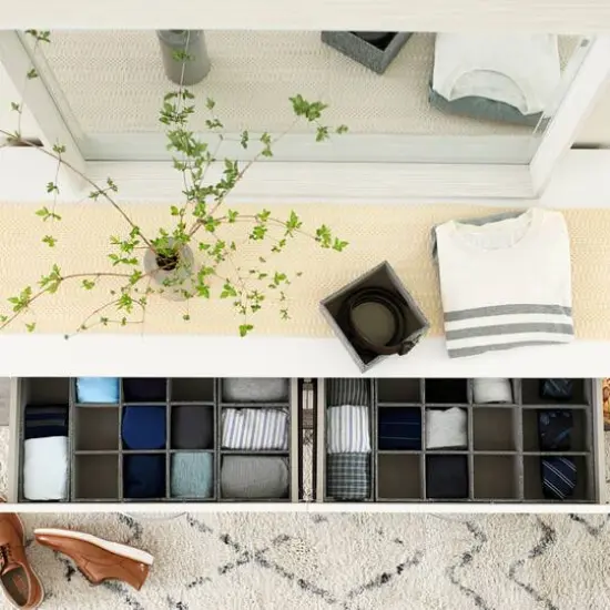 Household Essentials 3-Compartment Drawer Organizers, 2ct. Gray {5}