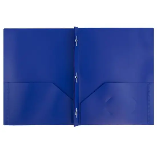 JAM Paper 9.5" x 11" Plastic 2 Pocket School POP Folders with Clasps, 6ct. Dark Blue {4}
