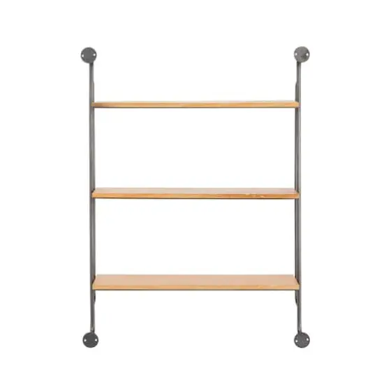 Brown Iron Industrial Wall Shelf, 33" x 25" x 7" {6}