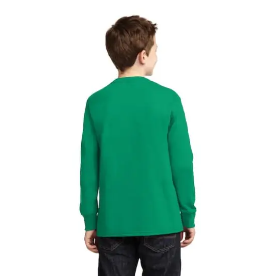 Port & Company&reg; Youth Long Sleeve Core Cotton T-Shirt Kelly {5}